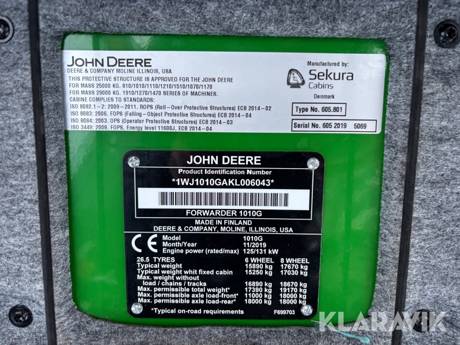 Skotare John Deere 1010G 8WD