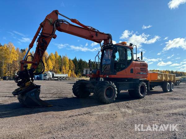 Grävmaskin Doosan DX140W-3 med vagn