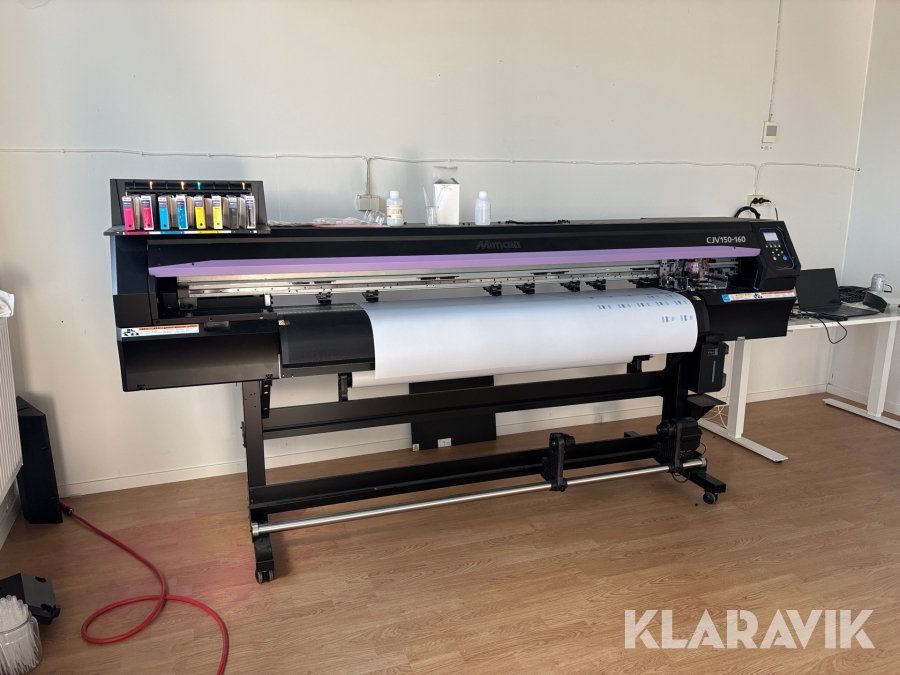 Print och skärmaskin Mimaki CJV150-160 samt material.