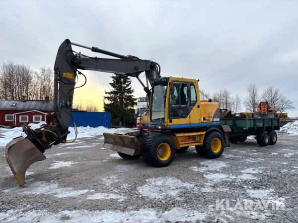 Hjulgrävare Volvo EW140B med tiltrotator, tippkärra och 7 st redskap