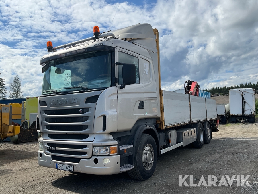 Flakbil med kran Scania R480LB6X2HNA