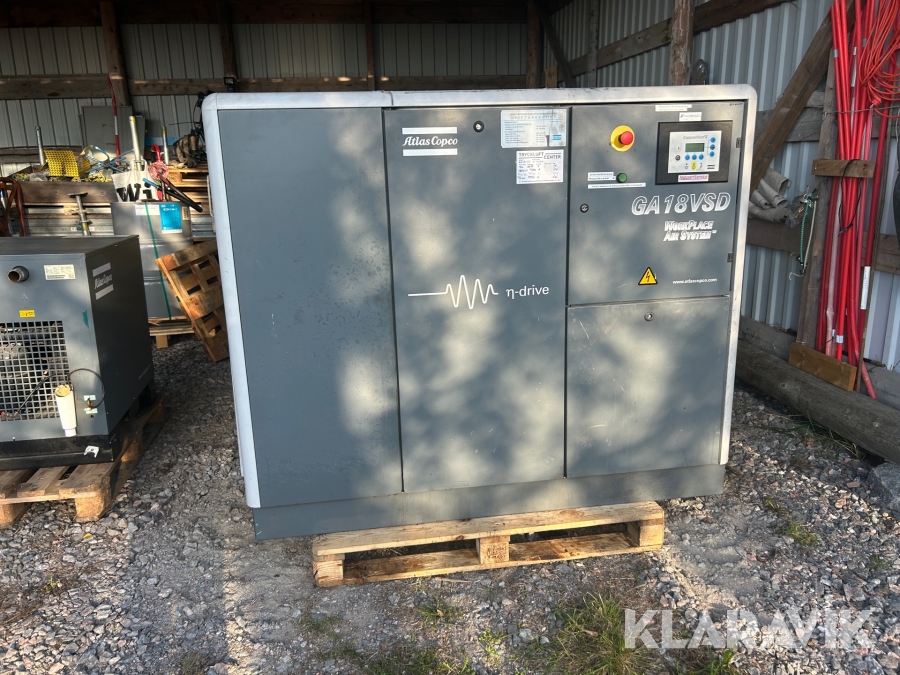 Skruvkompressor Atlas Copco GA 18 VSD varvtalsstyrd