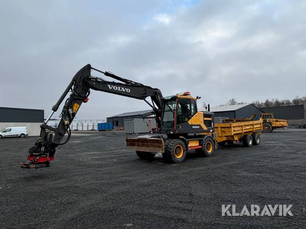 Hjulgrävare Volvo EW160E med GPS, tiltrotator och vagn