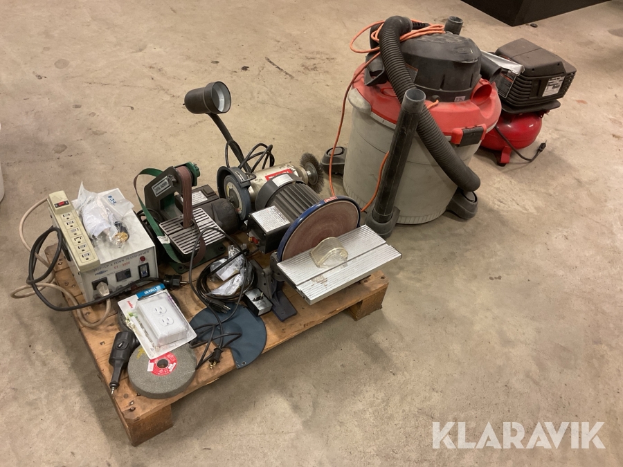 Parti Dammsugare, slipmaskin och kompressor för 110V inkl. omvandlare