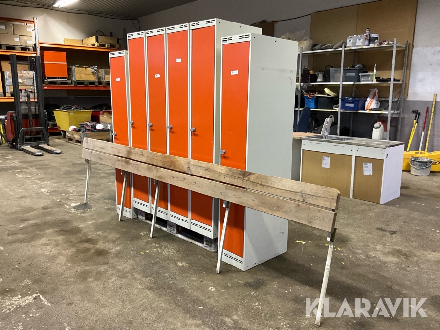 Omklädningsskåp 6st med tillhörande sittbänk Sonessons inredningar