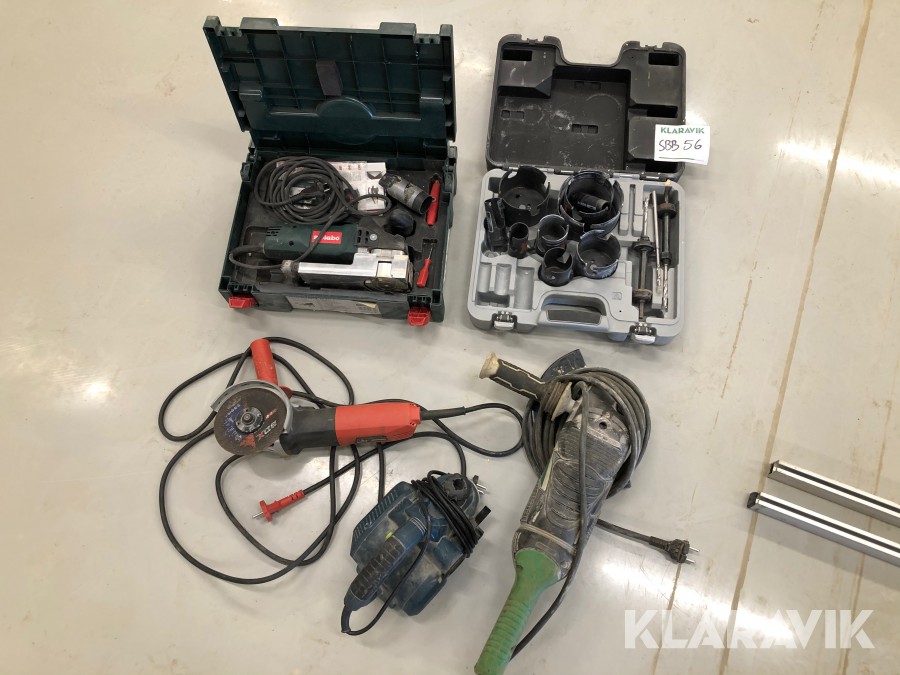 Byggmaskiner, vinkelslip, fräs, hyvel, diamanthålsåg