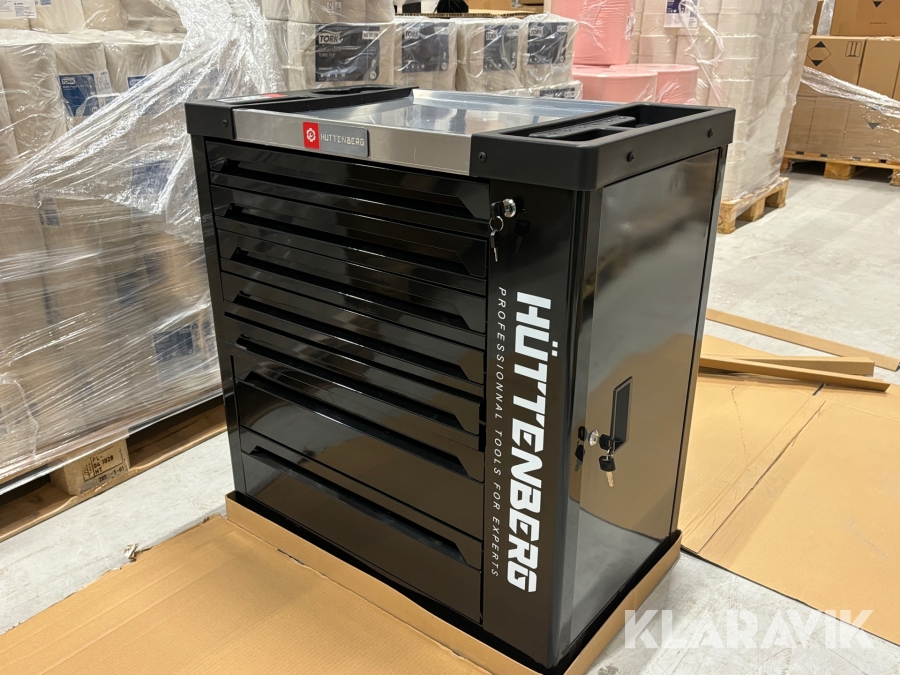 Stor verktygsvagn 7 lådor med verktyg Hüttenberg