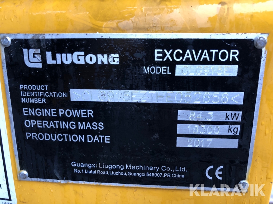 Bandgrävare Liugong 915E