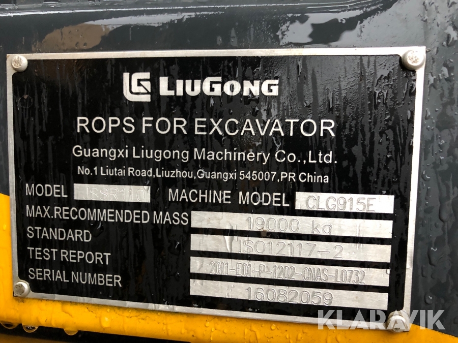 Bandgrävare Liugong 915E