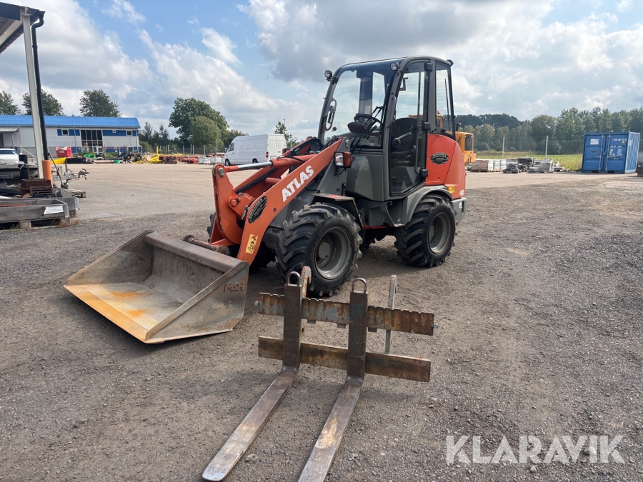 Hjullastare Atlas 40 med skopa och gafflar