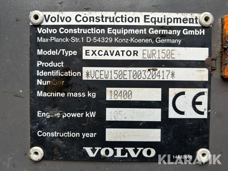 Grävmaskin Volvo EWR150E 