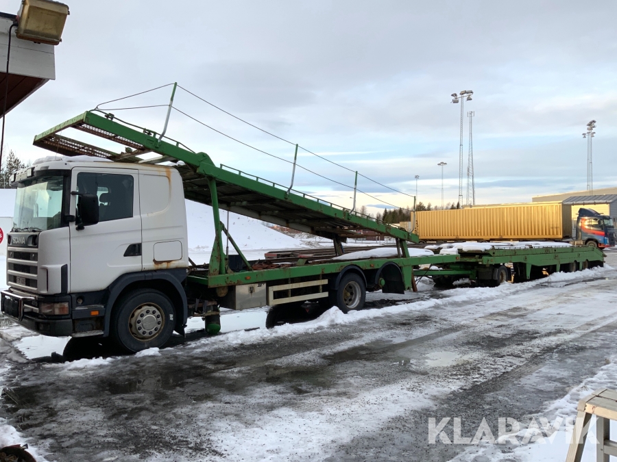 Biltransport Scania 124G med släp