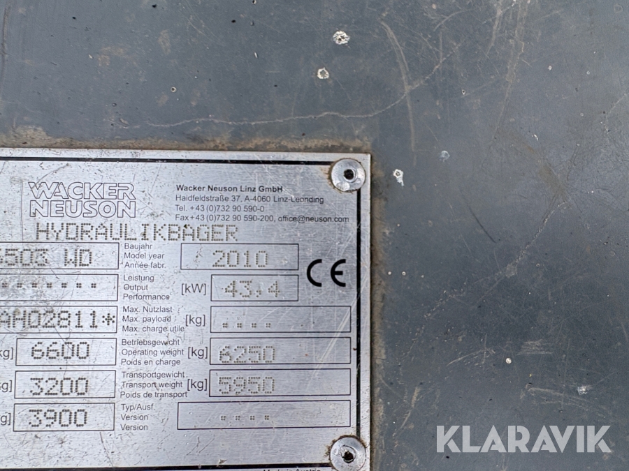 Grävmaskin Wacker Neuson 6503 WD med vagn & redskap