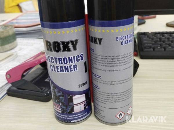 Elektronikrengörning och kombinerad kontaktspray¨ Roxy