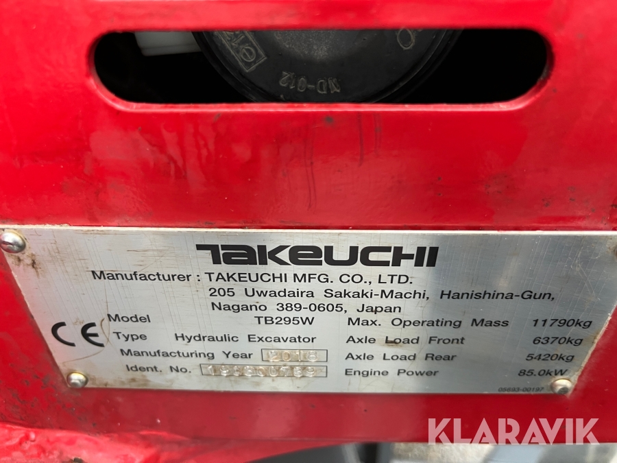 Grävmaskin Takeuchi TB295W med Waldung-kärra