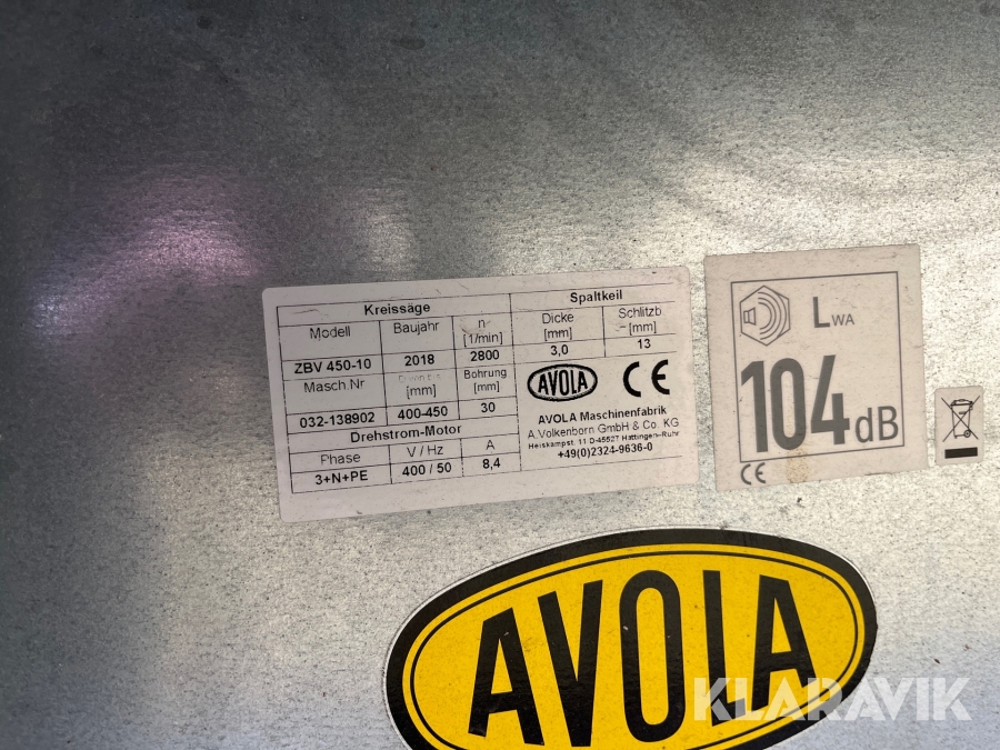 Byggsågar Avola ZBV 45010, Stockholm, Klaravik auktioner