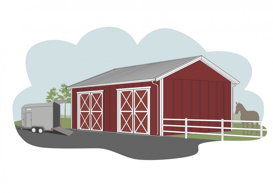 Maskinhall i moduler portar långsida ca 144 kvm