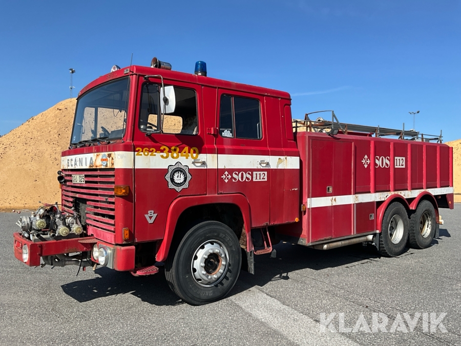 Veteranlastbil Brandbil Scania LBS140 V8 med longline hytt