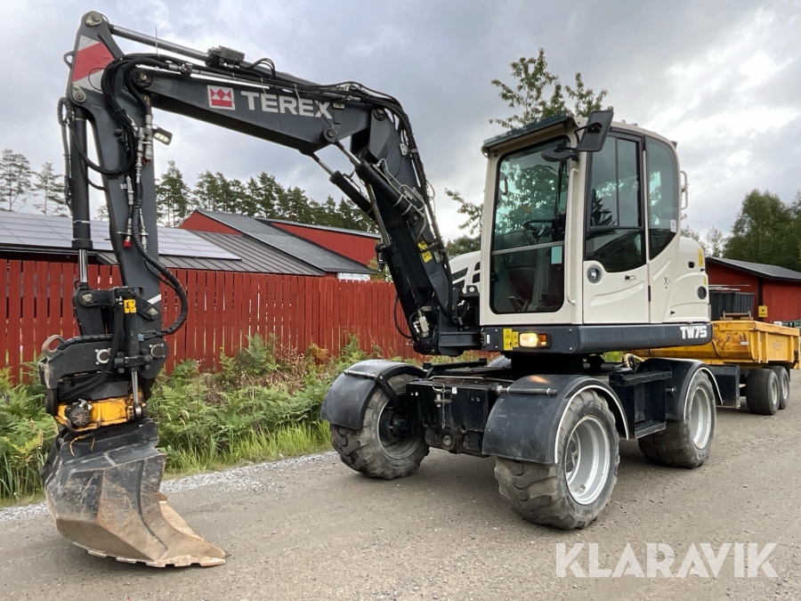 Hjulgrävare Terex TW75 med tiltrotator och kärra