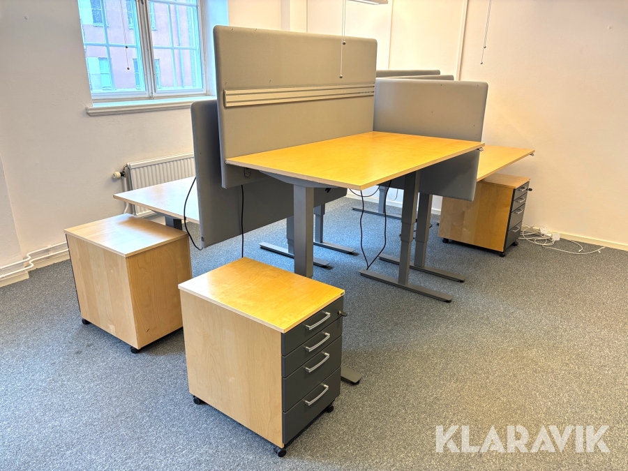 Skrivbord och hurtsar Kinnarps 6st arbetsplatser