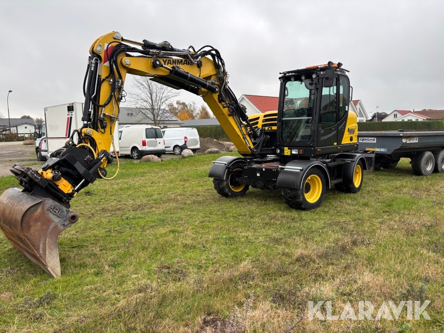 Hjulgrävmaskin Yanmar B95W med tiltrotator, vagn och redskap