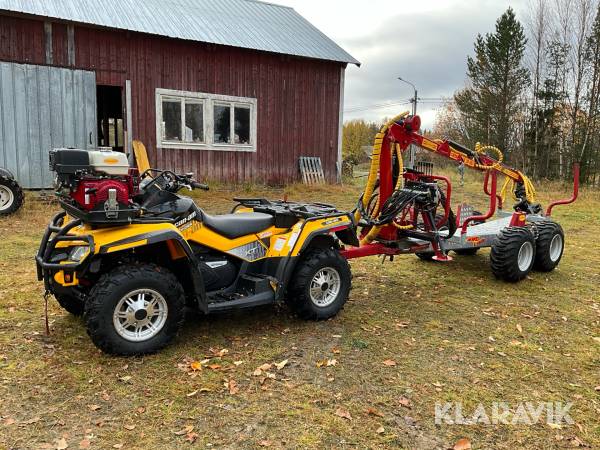 Fyrhjuling Can-Am Outlander 500XT med skogsvagn