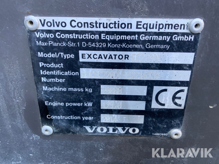 Grävmaskin Volvo EC220DL med gps och redskap