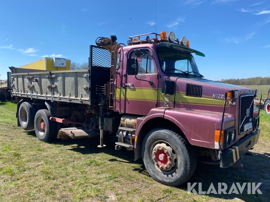 Lastbil Tippflak Volvo N1225 mk2 med kran och underbett
