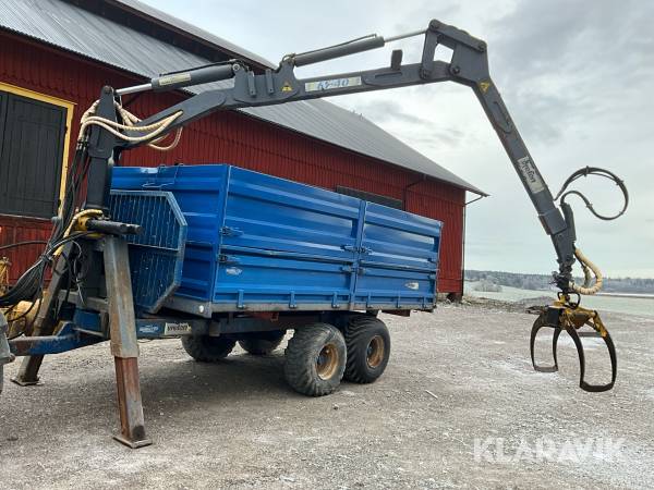 Kombikärra med kran Vreten SVR10 skogvagn/spannmålsvagn