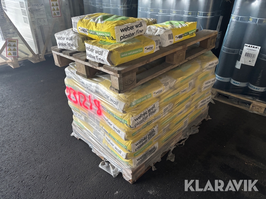 Betong / Cement / Vägglagning Weber Wall Plaster Fine - Totalt 53st