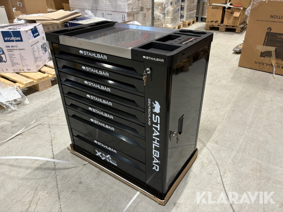 Verktygsskåp med verktyg 7 lådor och sidoskåp Stahlbär