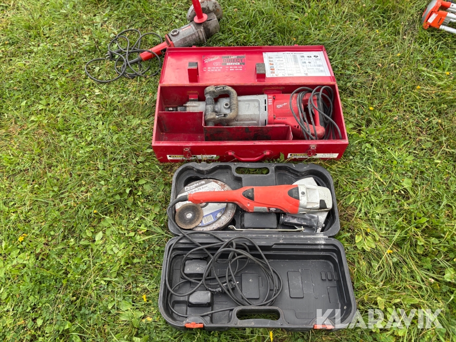 Bilningsmaskin och vinkelslipar Milwaukee, Flex & Black&Decker