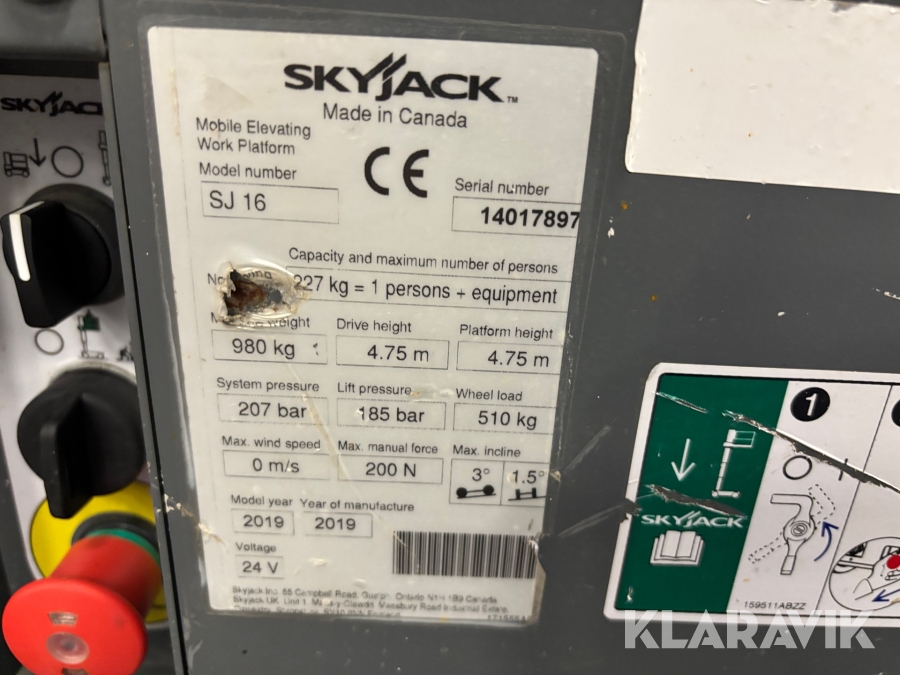Pelarlift Skyjack SJ16