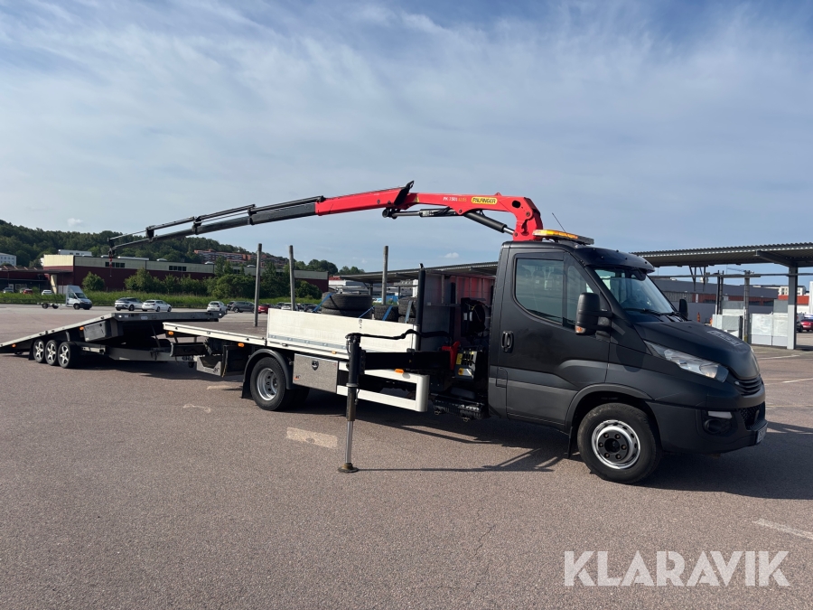 Kranbil Iveco Daily 70C18H med 3,5 tons släp Westbay