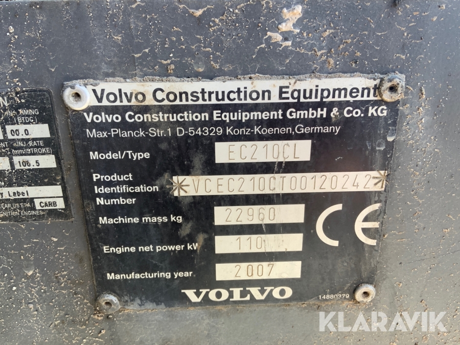 Grävmaskin Volvo EC210CL tiltrotator + skopa