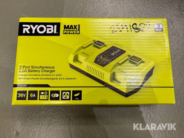 2-ports batteriladdare 36v Ryobi MaxPower 6.0A