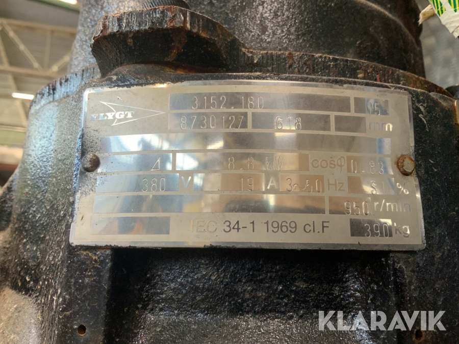 Vatten pump Flygt 8,8kW, Katrineholm, Klaravik auktioner