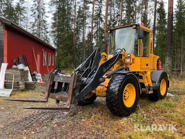 Hjullastare Volvo L50E med skopa och gafflar