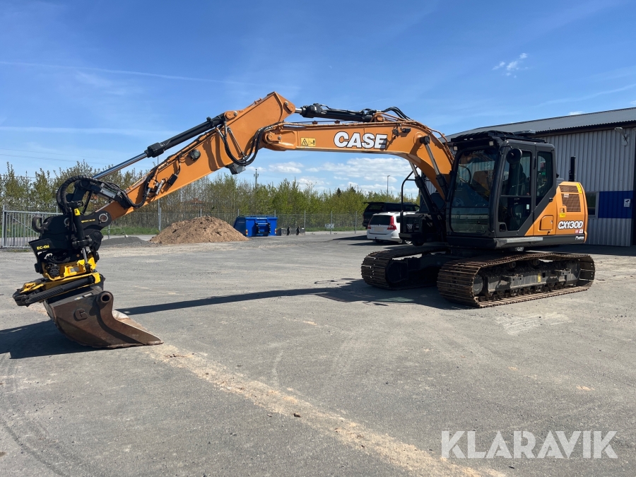 Grävmaskin Case CX130D med 2D Leica, Tilrotator/grip och skopa