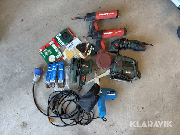 Parti handverktyg Hilti, Metabo och Biltema