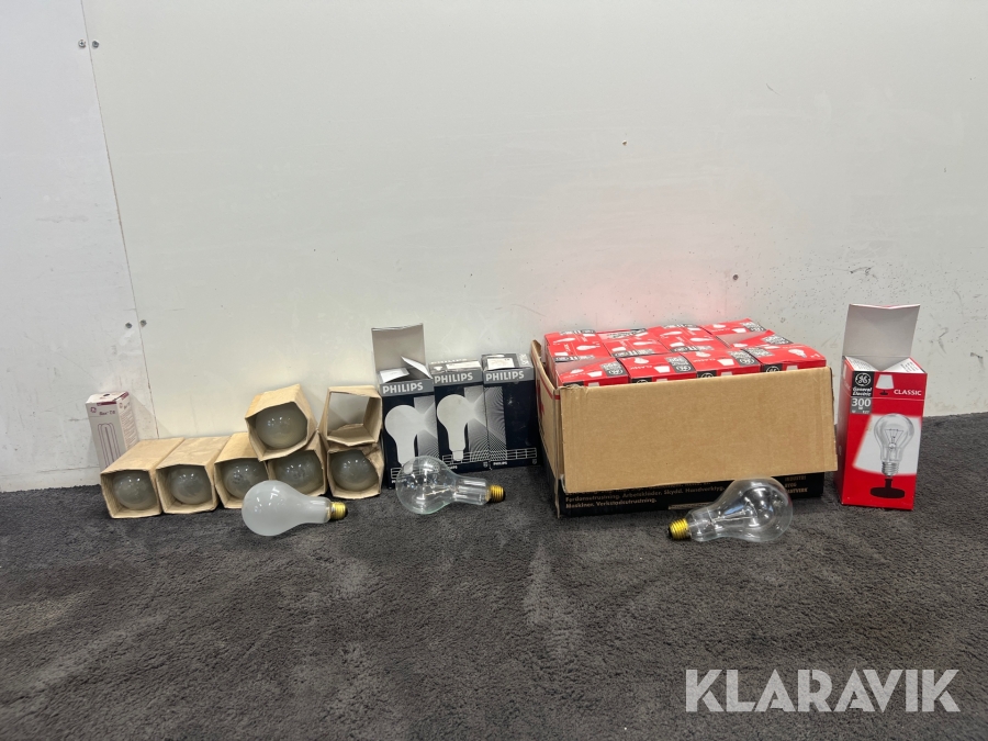Glödlampor General Electric och Philips 300 W och 200 W  23 st