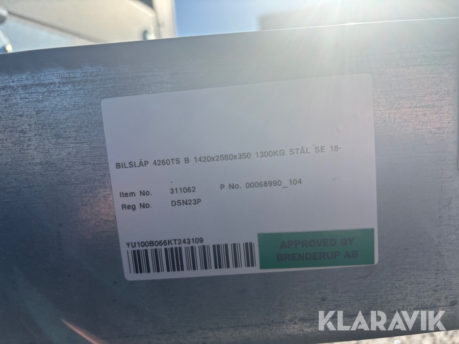 Släp med bevattningstank Fogelsta K-Vagnen 1300 kg