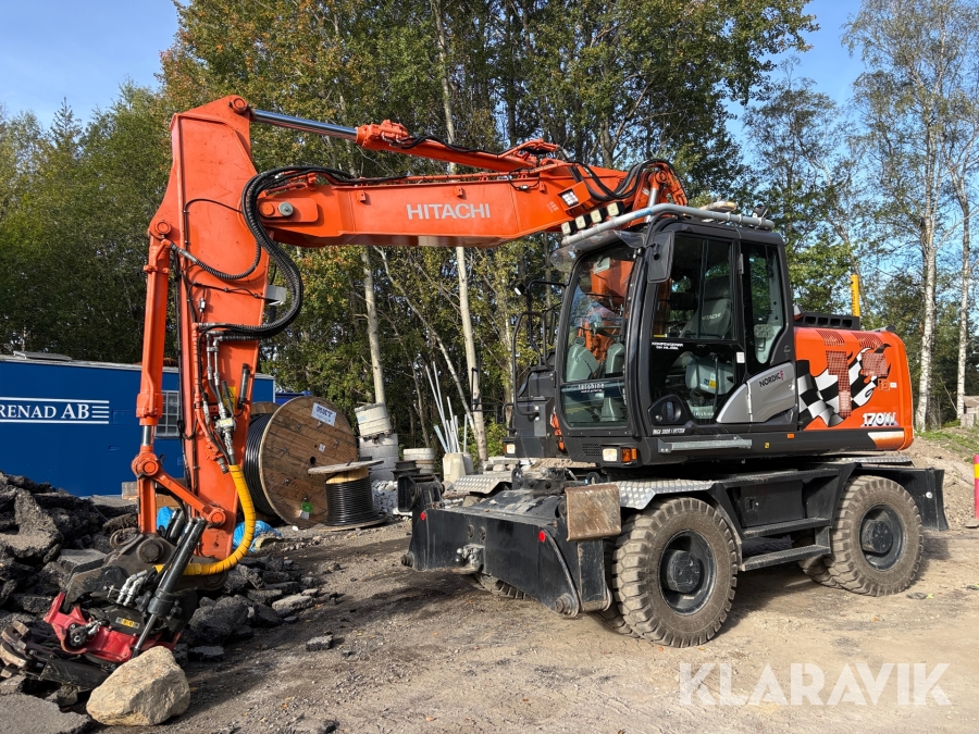 Grävmaskin Hitachi ZX170W-6 GPS Novatron, med kärra & skopor