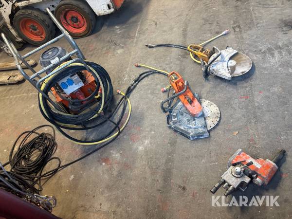 Hydraulkapmaskiner + hydraulborrmotor Husqvarna / Partner - Komplett med hydraulverk