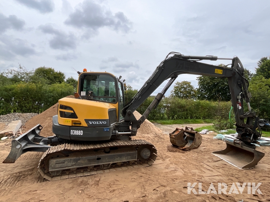 Grävmaskin Volvo ECR 88D tiltrotator + 4 redskap