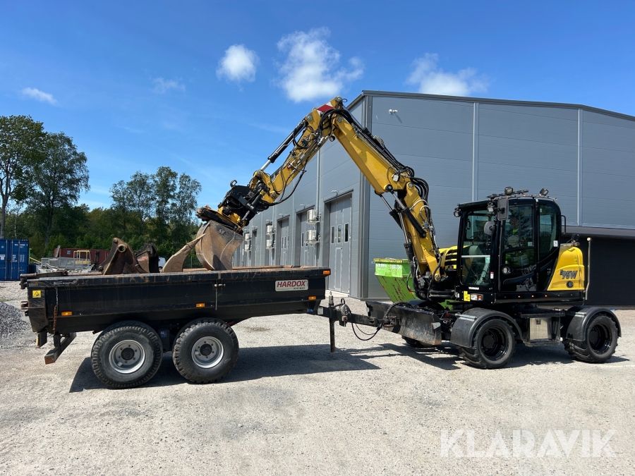Grävmaskin Yanmar B95W med tippkärra, rotator med grip & 6 redskap