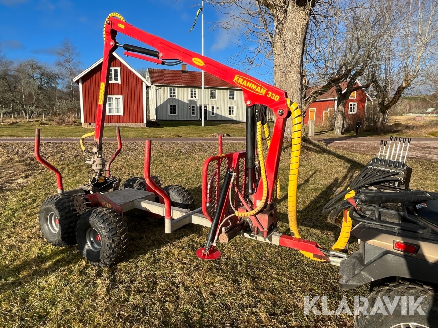 Skogsvagn Kranman T1700 4WD och K330 kran till ATV 