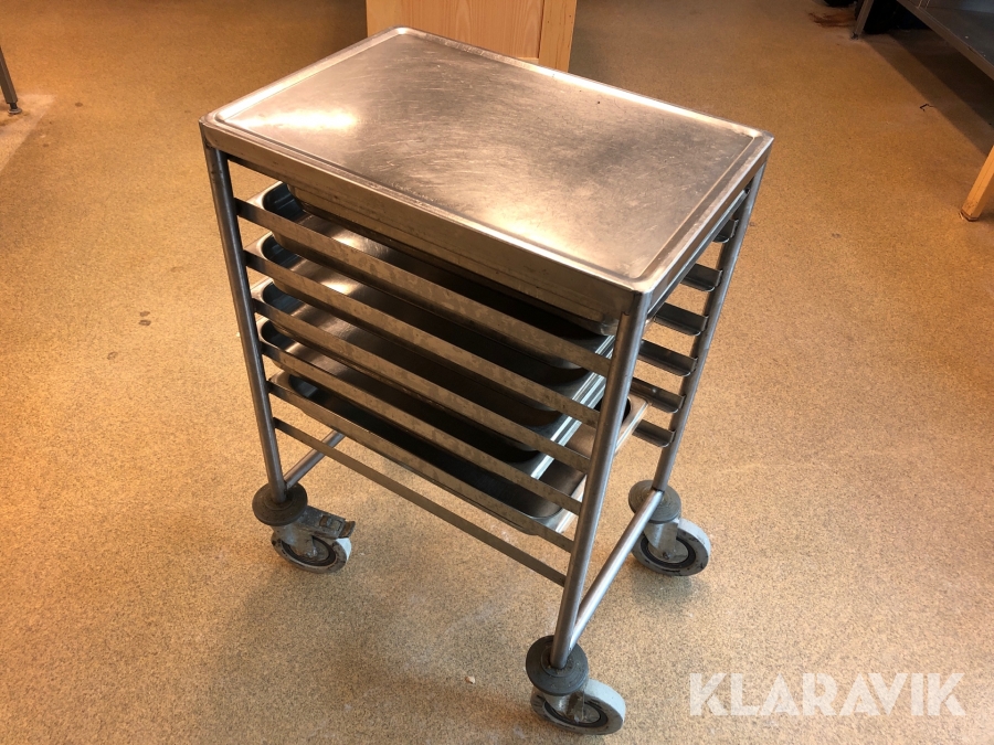 Rostfri vagn med ugnsbleck