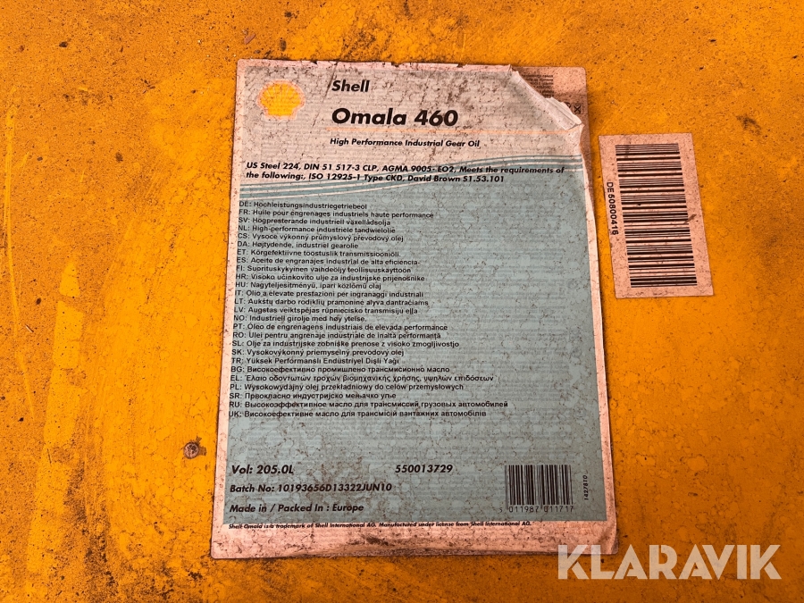Växelolja Shell Omala 460, Järfälla, Klaravik auktioner
