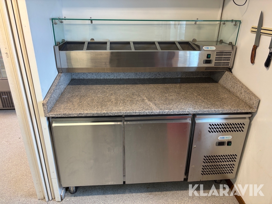 Pizzabänk med kyldisk och marmorskiva Forcold G-PZ2600TN-FC